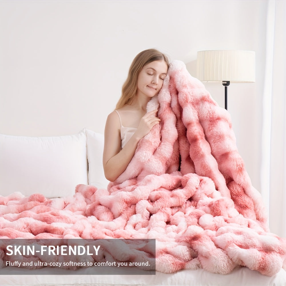 Throw Blanket – 1pc Orhopui Faux Rabbit Fleece Blanket, Soft Warm Throw Blanket, For Bedroom Guest