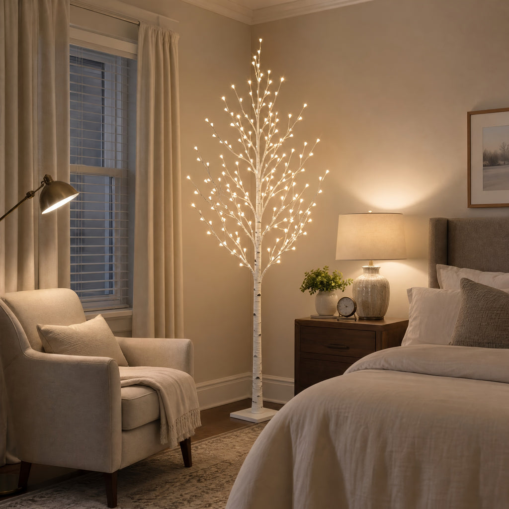 Ambient Home Decor – 5-foot LED Birch Tree Light, Artificial Tree, Equipped with 78 Warm White LED Lights, Dimmable, Timer, USB Power Supply, Indoor And Outdoor Home Decoration, Outdoor Floo