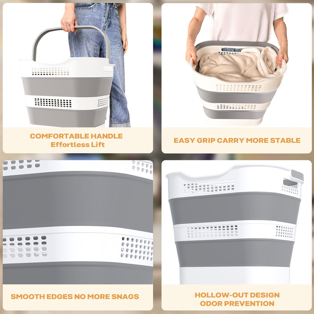 Versatile Stackable Home Storage Bins – portable space-saving storage, Collapsible Laundry Basket 43L 11 5 Gallon Foldable Laundry Basket Plastic with Handles Pop, designed for American homes, daily convenience and practical gifting