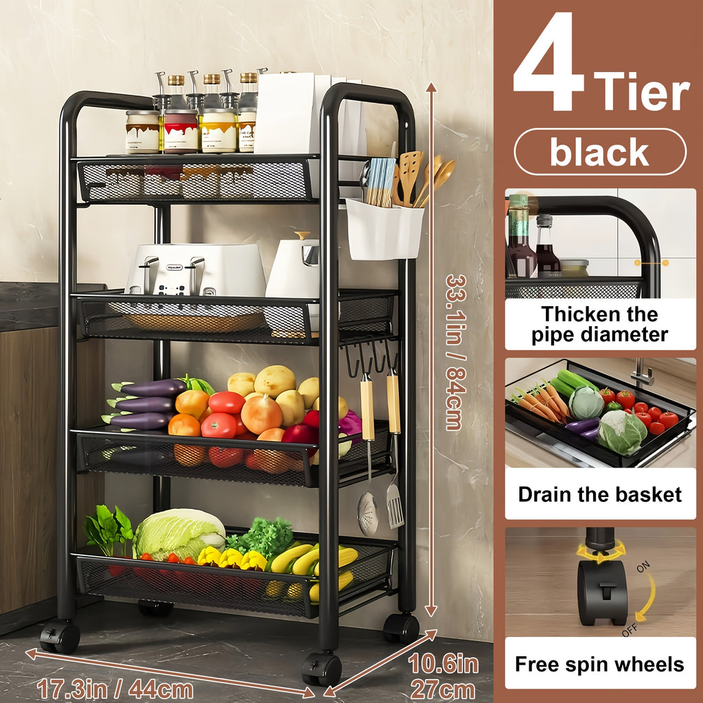 Space-Saving Adjustable Home Storage Rack – durable multi-purpose storage, Multi-layer Carbon Steel Storage Trolley Multifunctional Storage Trolley On Wheels Space Saving Detachable Carbon, designed for American homes, daily convenience and practical