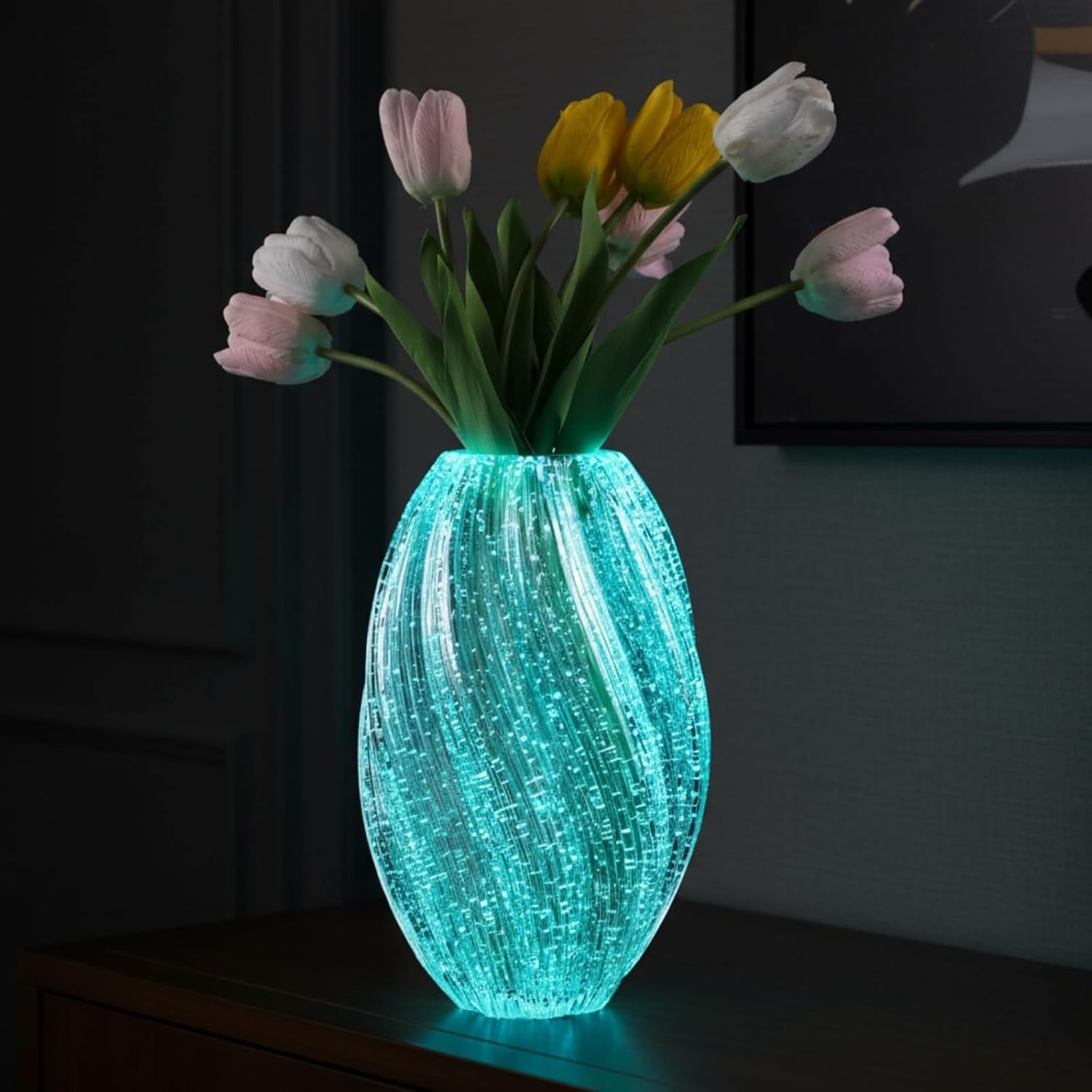 Versatile Decorative Flower Vase – tabletop floral display and modern home decor, Wave Mouth Vases Luminous Handmade Glass Flower Vase Desktop Ornaments Propagation Station Plant Holder, designed for American homes, daily convenience and practical gi