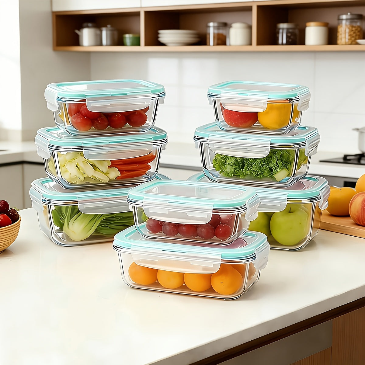 Heavy-Duty 16pcs Glass Meal Prep Container Set – leak-resistant reusable meal prep, 16pcs 8 Lids And 8 Containers Sealed Glass Food Storage Containers Lunch Boxes Microwave, designed for American homes, daily convenience and practical gifting