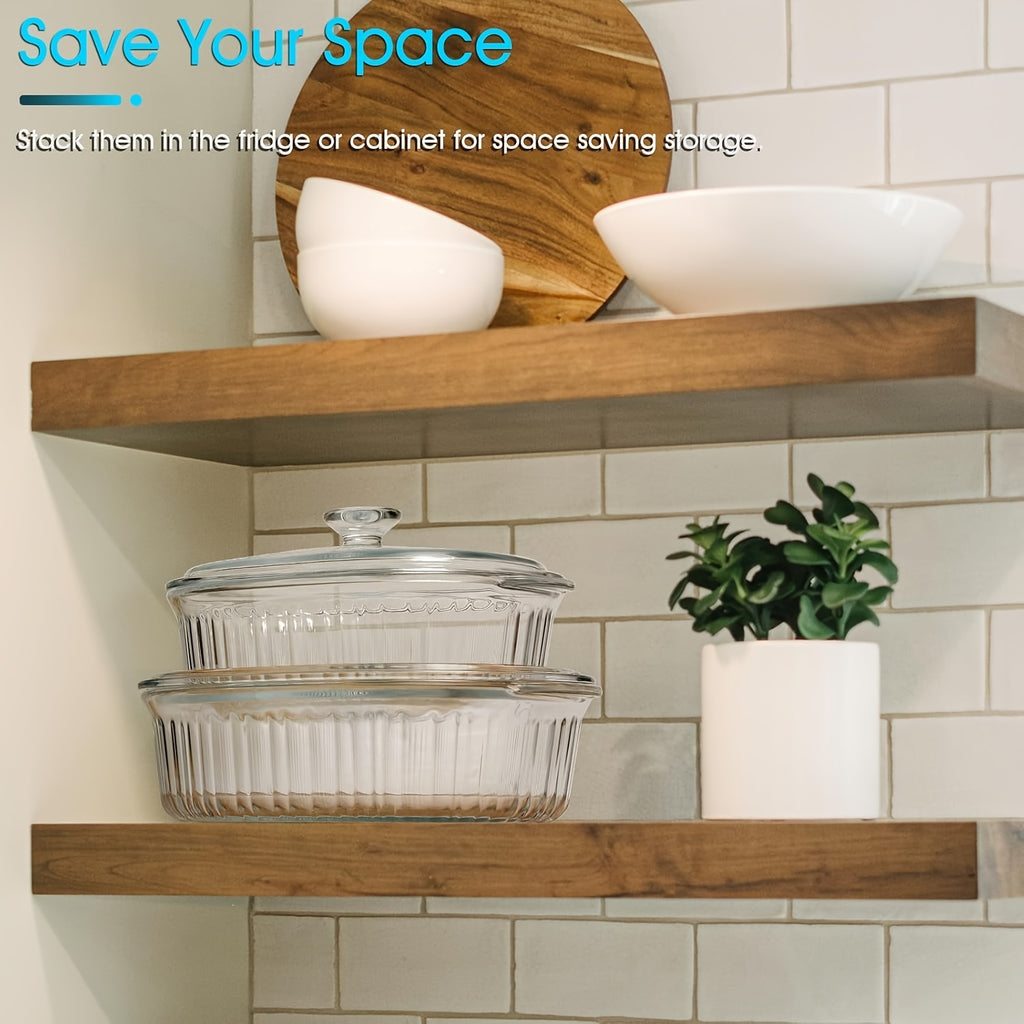 Premium 50oz Kitchen Baking Dish Set – oven-ready cooking and serving, Oval Glass Casserole Dish with Lid Set - 50oz 85oz Oven Microwave Safe Perfect, designed for American homes, daily convenience and practical gifting