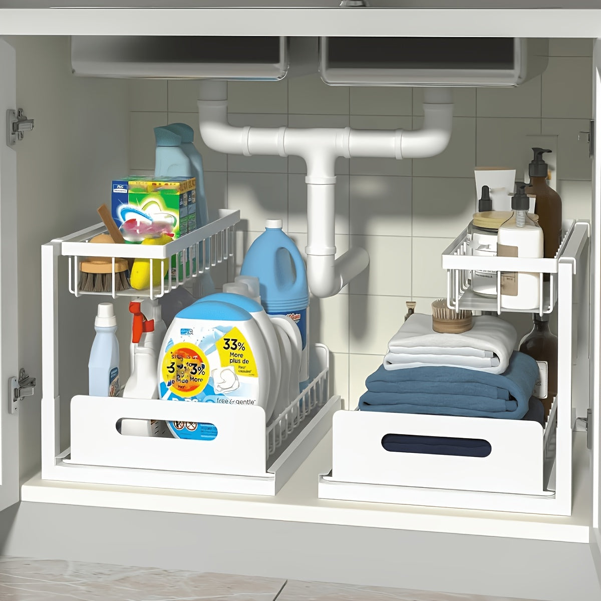 Multi-Purpose 1pc Pull-Out Cabinet Drawer Organizer – smooth-access storage, space-saving cabinet organization, designed for American kitchens, pantries, apartments, home organization, daily use and practical gifting
