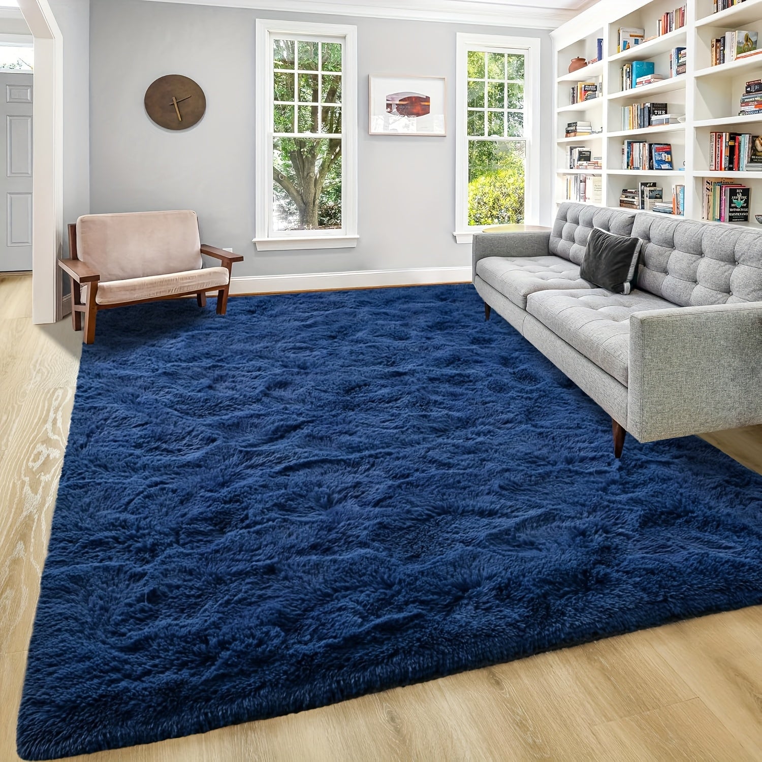 Area Rug – 1pc Luxurious Rectangular Shaggy Plush Carpet Rug - Soft, Fluffy, Tie-dyed, Solid,