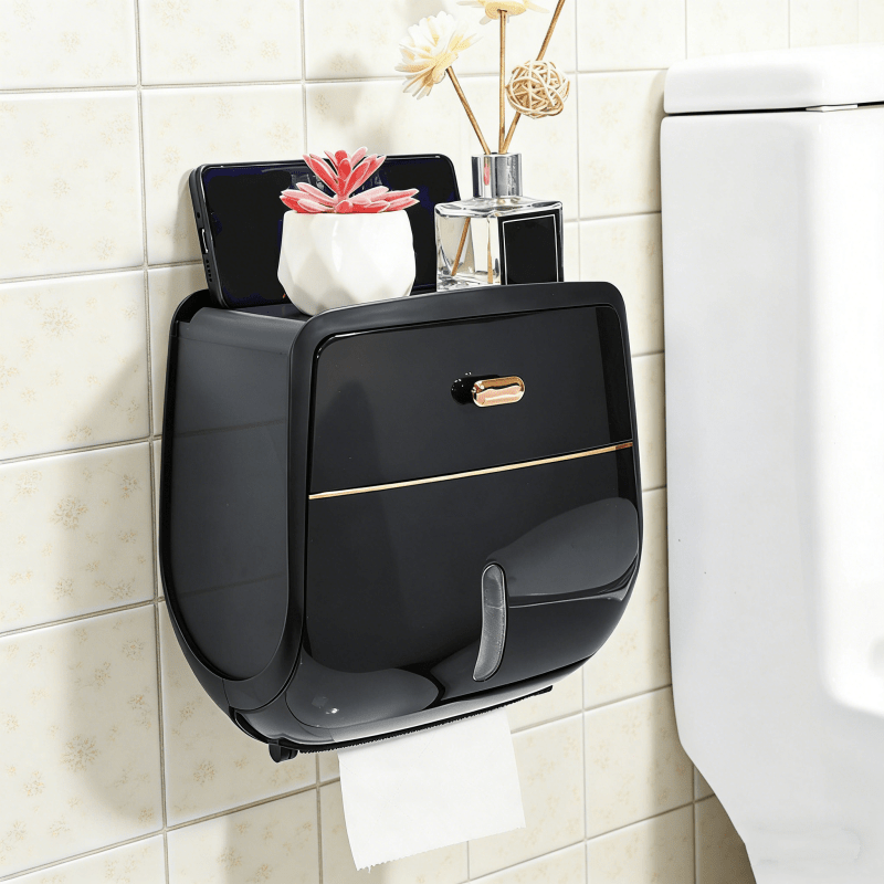 Towel Rack – Punch-Free Wall-Mounted Double Layer Tissue Holder Paper Towel Rack - No Drill