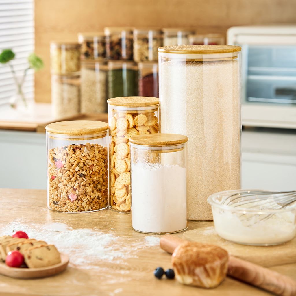 Space-Saving 3 Pack Airtight Storage Jar Set – clear reusable pantry storage, 3 Pack 45 Oz Glass Jars With Bamboo Lids Airtight Pantry Storage Containers For, designed for American homes, daily convenience and practical gifting