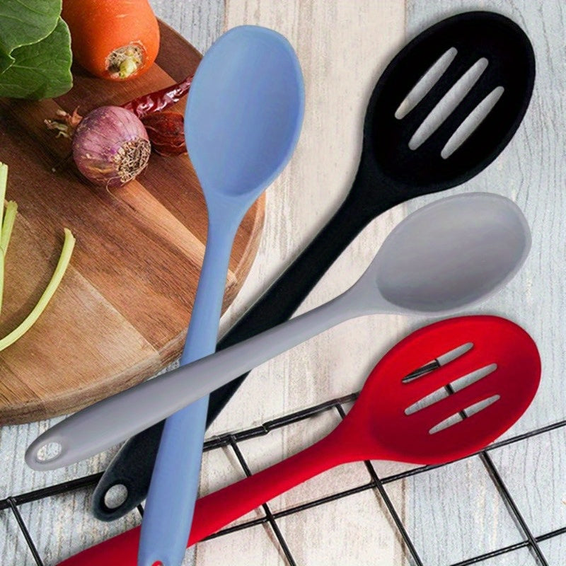 Kitchen Essential – Silicone Cooking Spoons Set Food Grade Serving Spoon Nonstick Mixing Spoons Slotted Spoons Large Nonstick Heat Resistant Spoons for Kitchen Cooking Bake Stir High-Quality