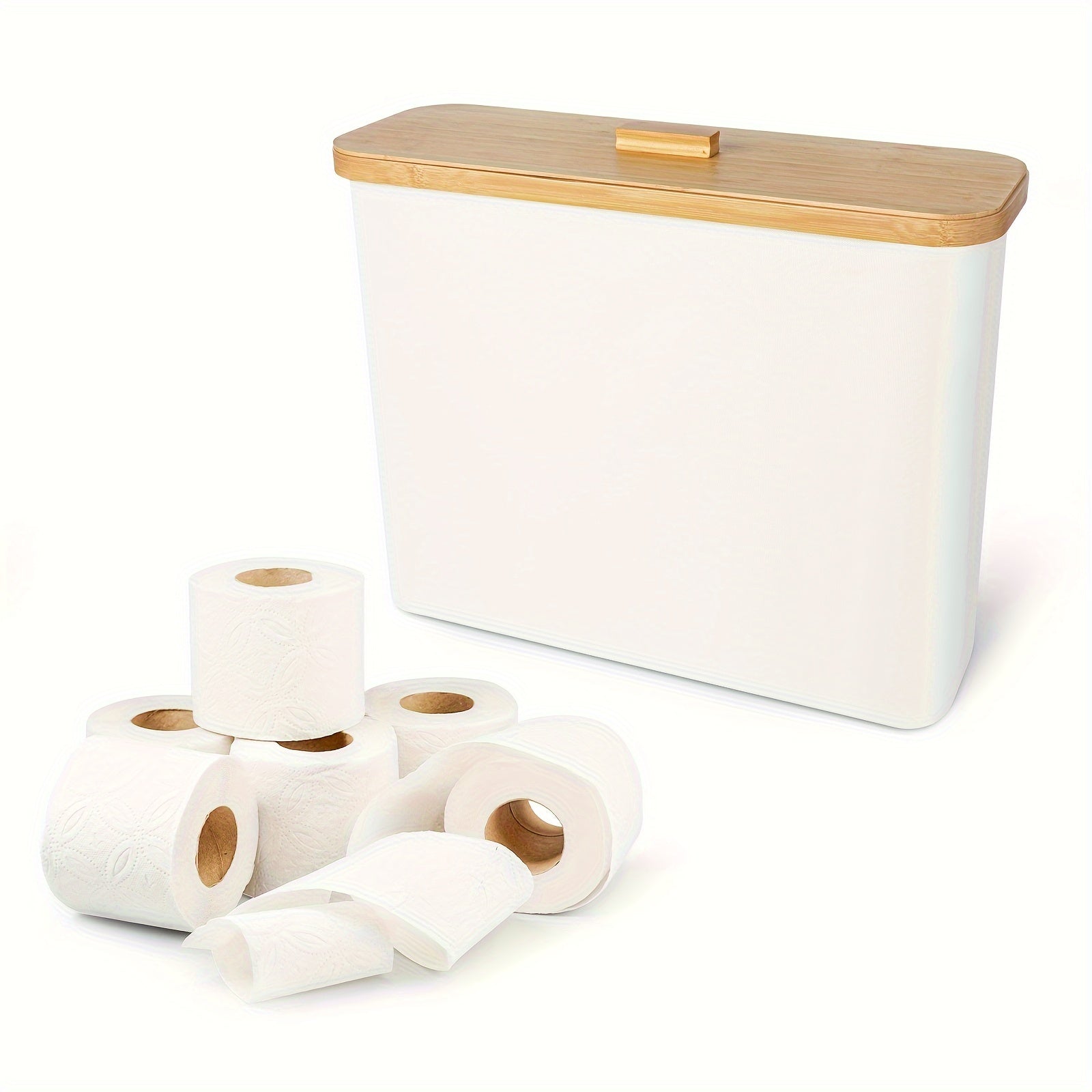 Toilet Paper Holder – Bamboo Toilet Paper Holder Dispenser Storage Basket - Over-The-Toilet Organizer