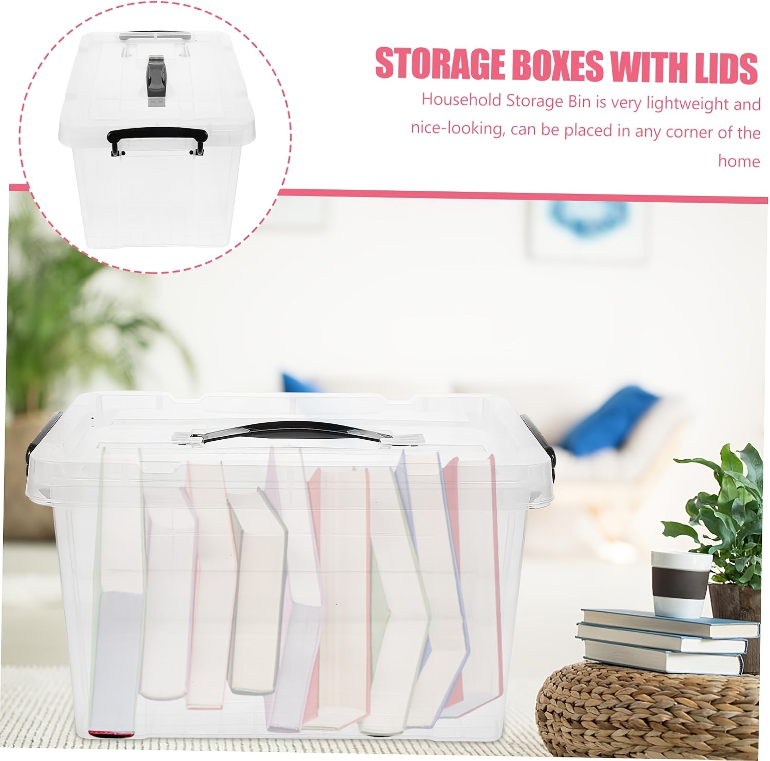 2/4/6pcs, 8/15 Quark Large Plastic Storage Box with Lid | Heavy-duty Bathroom Storage, Pressure-resistant, Sealed Transparent Storage Container with Lid | Essential Storage Item for Home And Dormitory, Suitable for Home/Garage And Other Uses
