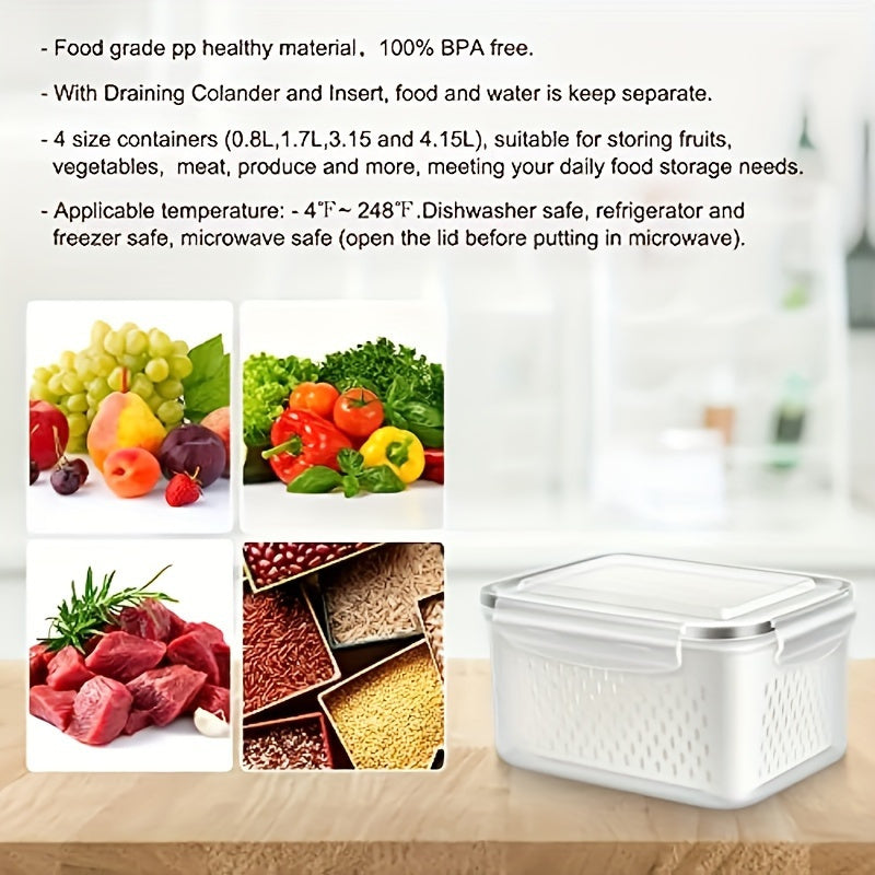 Easy-Access 6pcs Airtight Food Storage Containers – leak-resistant reusable meal prep, 6pcs 2 crisperboxes 2 drainbaskets 2-piecelid BPA-Free Plastic Food storage Containers Set withDrain Baskets, designed for American homes, daily convenience and pr