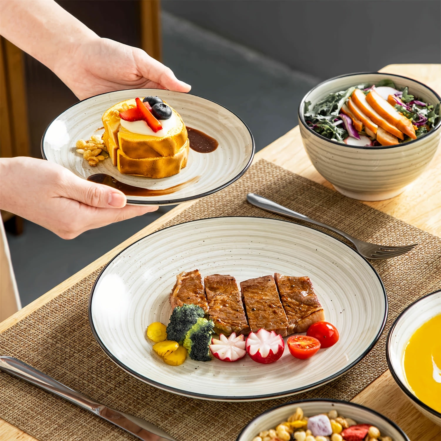 Easy-Access Home Storage Organizer – space-saving everyday organization, Zenora Ceramic Dinnerware Set Service for 6 Stoneware Set Bowls Set Dishes Set Including, designed for American homes, daily convenience and practical gifting