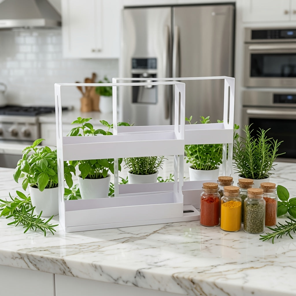 BCNVDUS Space-Saving 2-Tier Rotating Spice Rack-Odorless Plastic, Suitable for Kitchen And Bathroom Storage Necessities