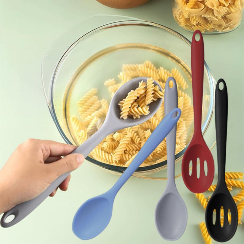 Kitchen Essential – 4pcs Silicone Cooking Spoon Mixing Spoon Durable, Heat Resistant, Non-stick, for Cooking, Baking, Stirring, Essential Kitchen Utensils High-quality Materials Reusable Eas