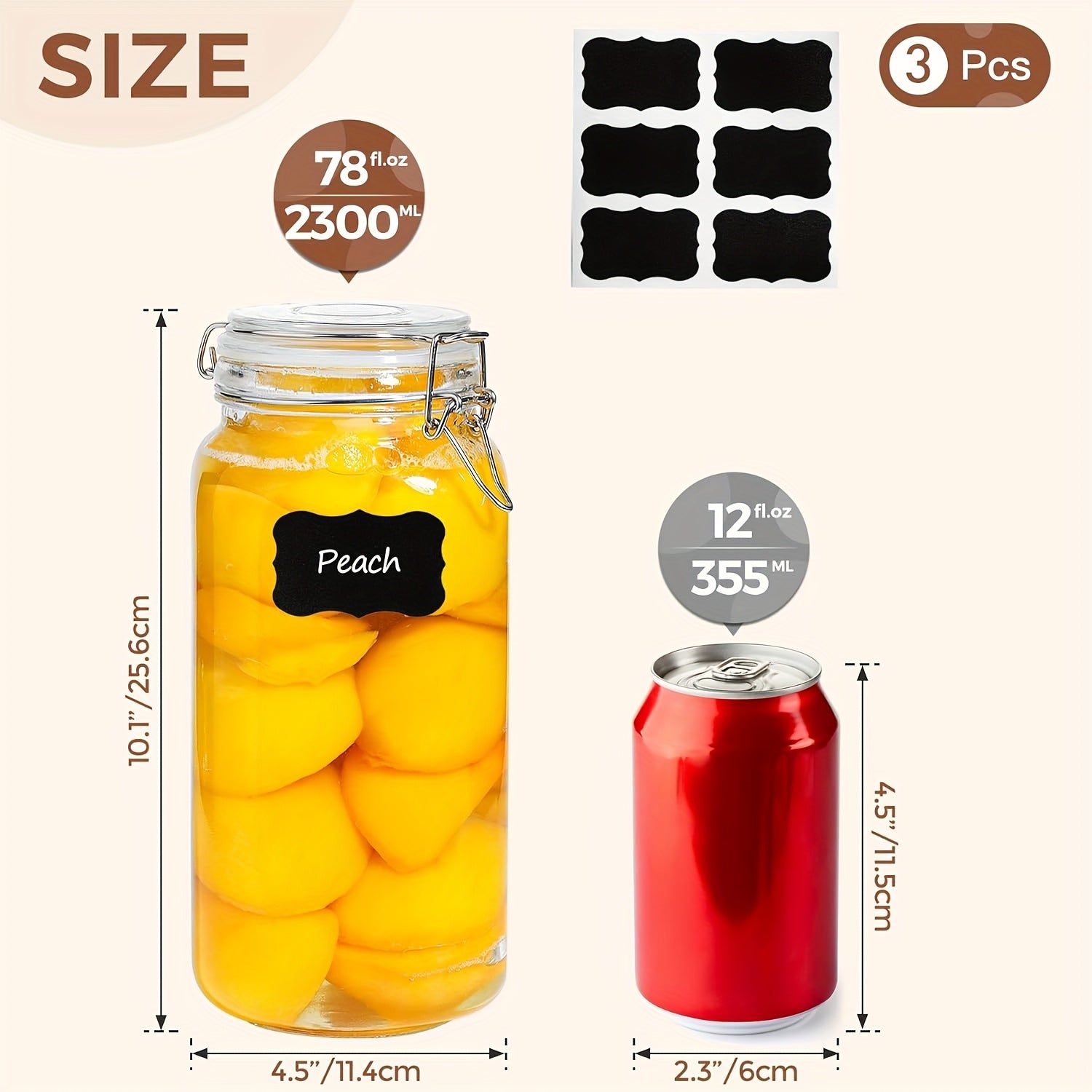 Heavy-Duty 78oz Airtight Storage Jar Set – clear reusable pantry storage, Airtight Glass Canister Set Of 3 with Lids 78oz Food Storage Jar Square -, designed for American homes, daily convenience and practical gifting