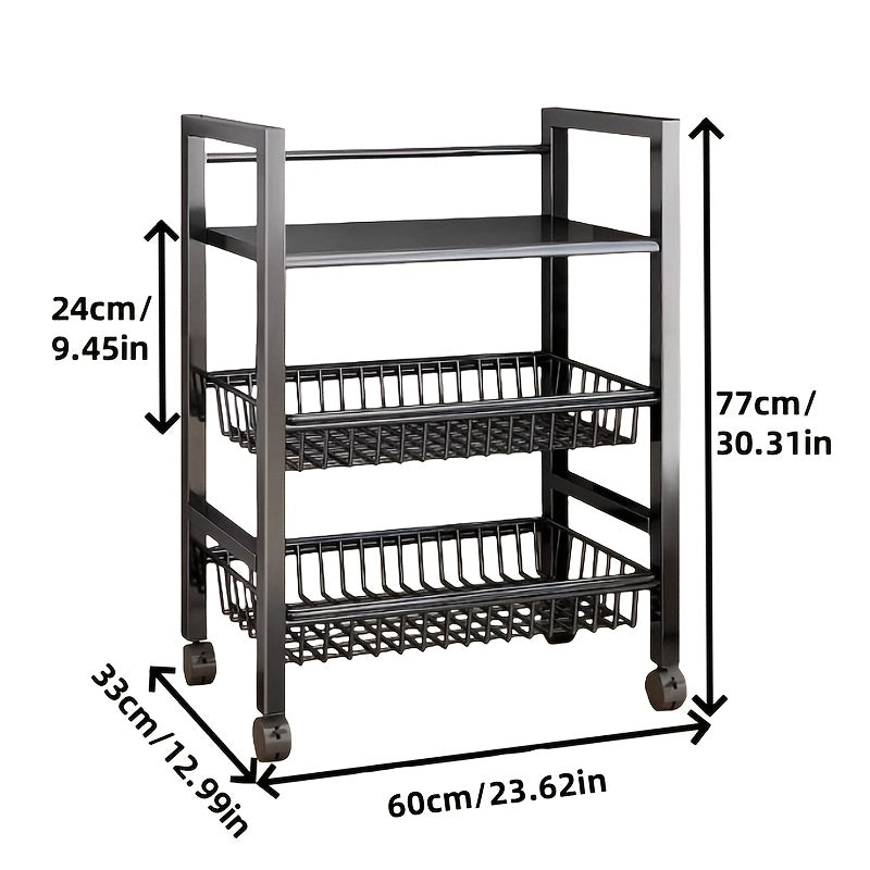Smart 1pc Adjustable Home Storage Rack – durable multi-purpose storage, 1pc Movable Storage Rack Adjustable 4-Storey Kitchen Shelf with 3 Wire Baskets Kitchen Organizer, designed for American homes, daily convenience and practical gifting
