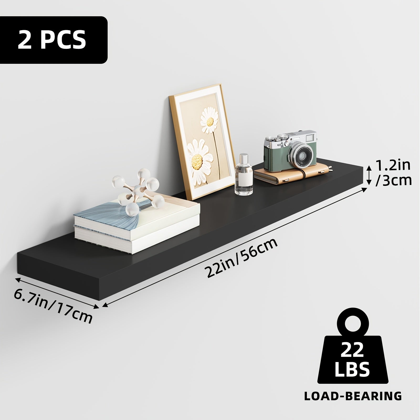 Home Living Essential – TOMNK 2 4 6pcs Set Floating Shelves 15 7-inch 19 7-inch 22-inch Wooden