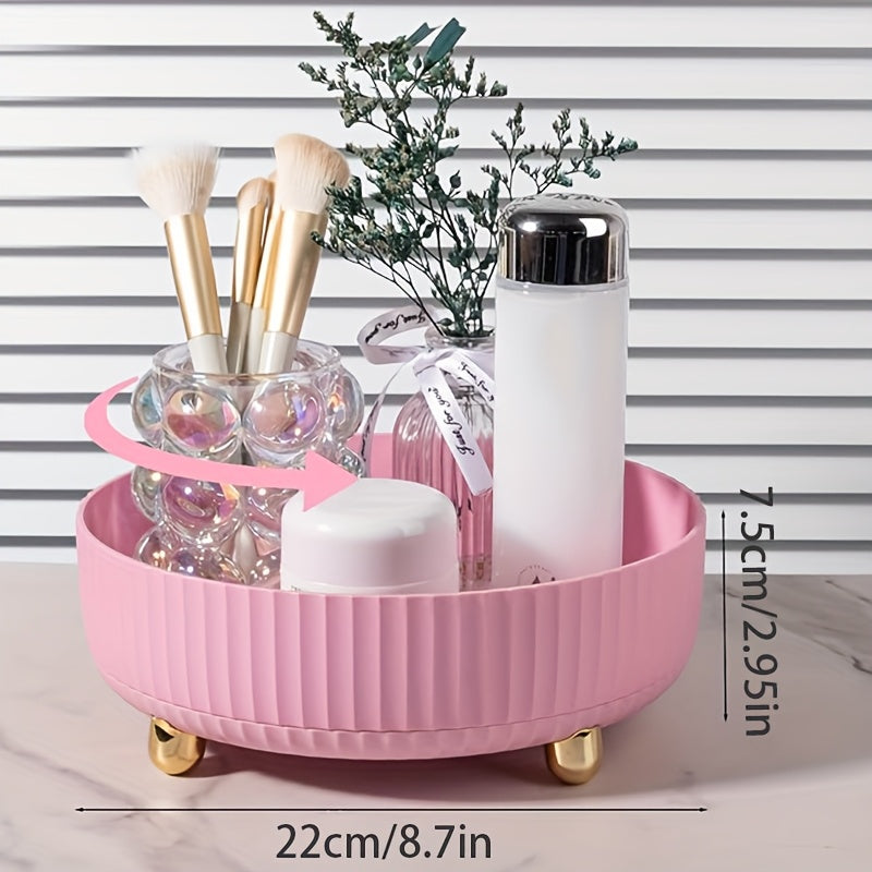 Kitchen Essential – 1/2pcs Kitchen Countertop Spice Storage Rack, Rotating Disc Spice Rack, Cosmetic Perfume Storage Tray, 360° Rotating Skin Lotion Storage Box, Suitable for Kitchen, Dressi