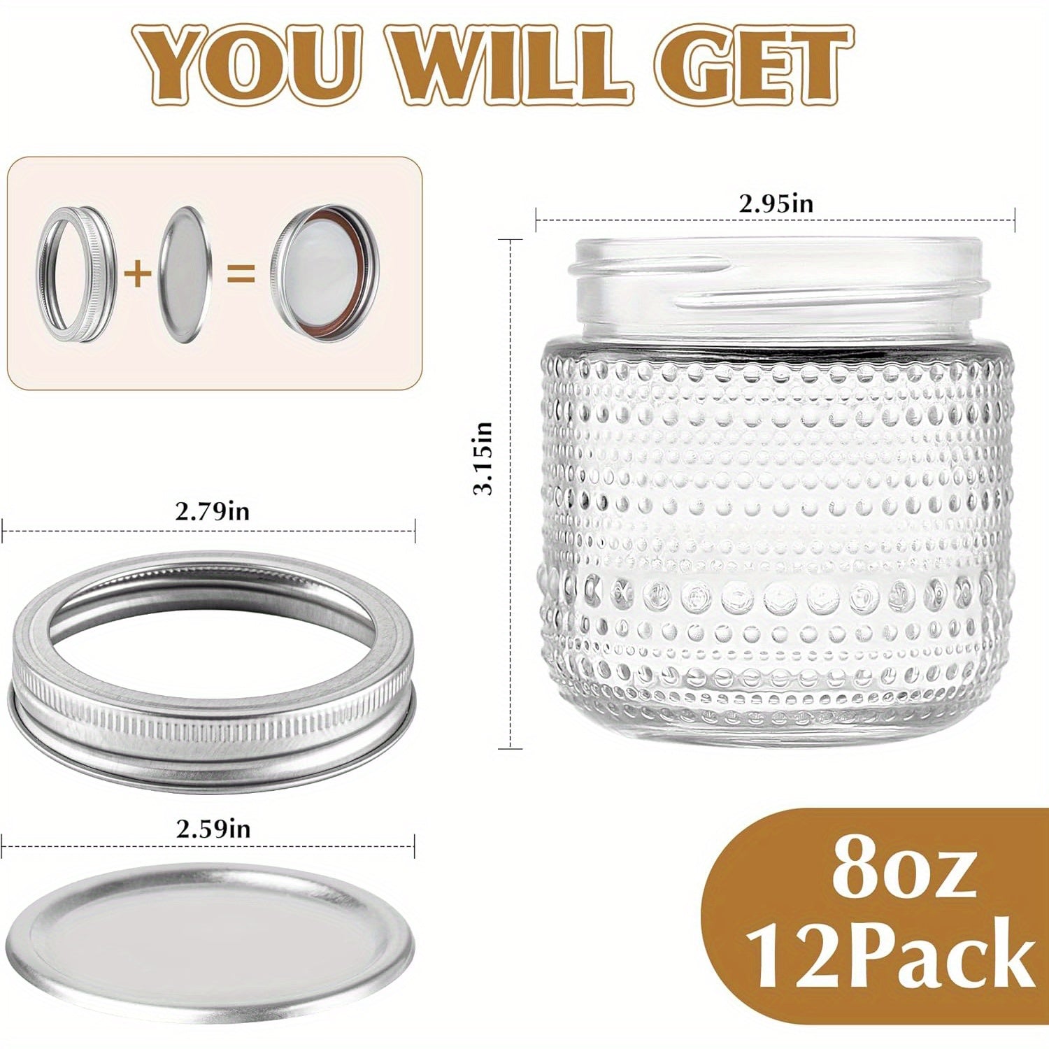 Modern 8oz Mason Jar Set – clear pantry organization, reusable lidded storage, designed for American kitchens, pantries, apartments, home organization, daily use and practical gifting