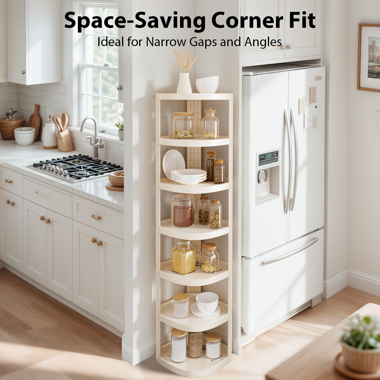 7/9 Tier Multipurpose Corner Shelves, Space-Saving Sturdy Storage Rack, Easy Install No-Drill Organizer, Stackable Shoe Holder for Bathroom Kitchen Entryway Closet
