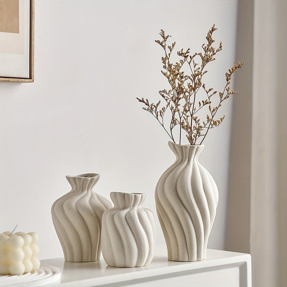 3pcs Ceramic Vase, Suitable for Banquet, Festival, Wedding, Family, Restaurant, Table Decoration, Aesthetic Room, Four Seasons Decor, All Kinds of Holiday Gifts