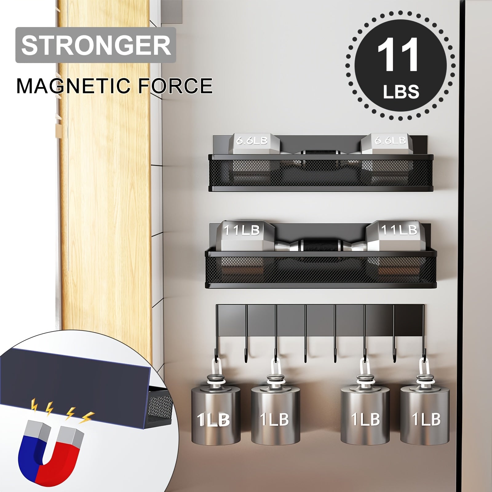Modern 2/4 Pack Adjustable Home Storage Rack – durable multi-purpose storage, 2 4 Pack Magnetic Spice Rack For Refrigerator Magnetic Shelf Fridge Magnet Organizer Magnetic, designed for American homes, daily convenience and practical gifting