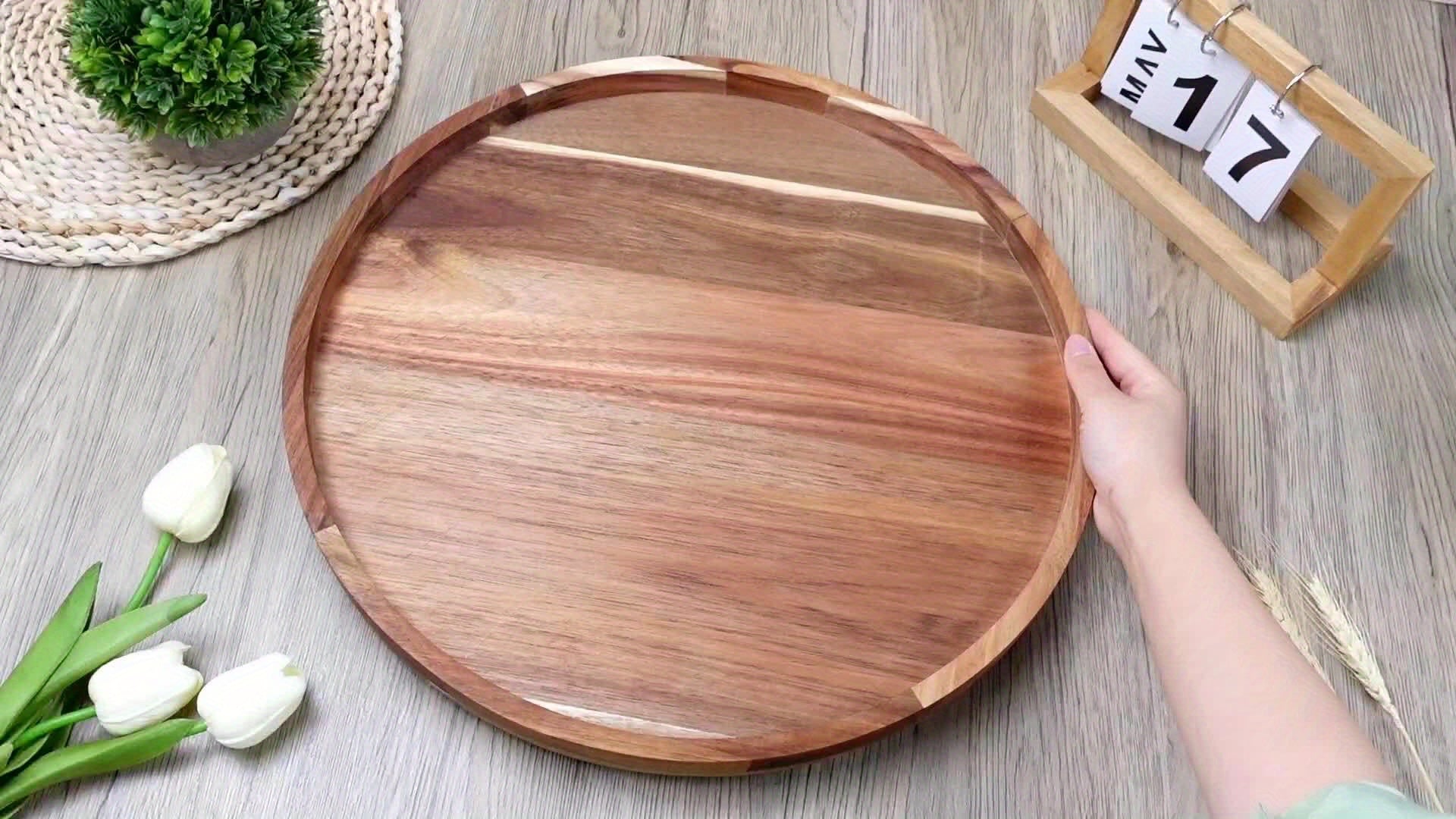16-Inch Acacia Wood Lazy Susan Organizer, a Wooden Rotating Turntable Designed for Kitchen Organization, Perfect for Dining Tables, Countertops, Kitchen Cabinets, And Pantry Storage