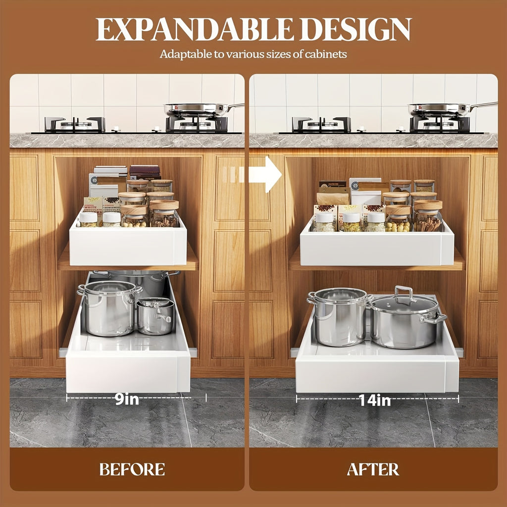 Smart 1pc Pull-Out Cabinet Organizer – smooth-access cabinet organization, Pull Out Storage 1pc 2pcs Expandable Pull-Out Cabinet Organizer Suitable for Heavy-Duty Sliding Storage, designed for American homes, daily convenience and practical gifting