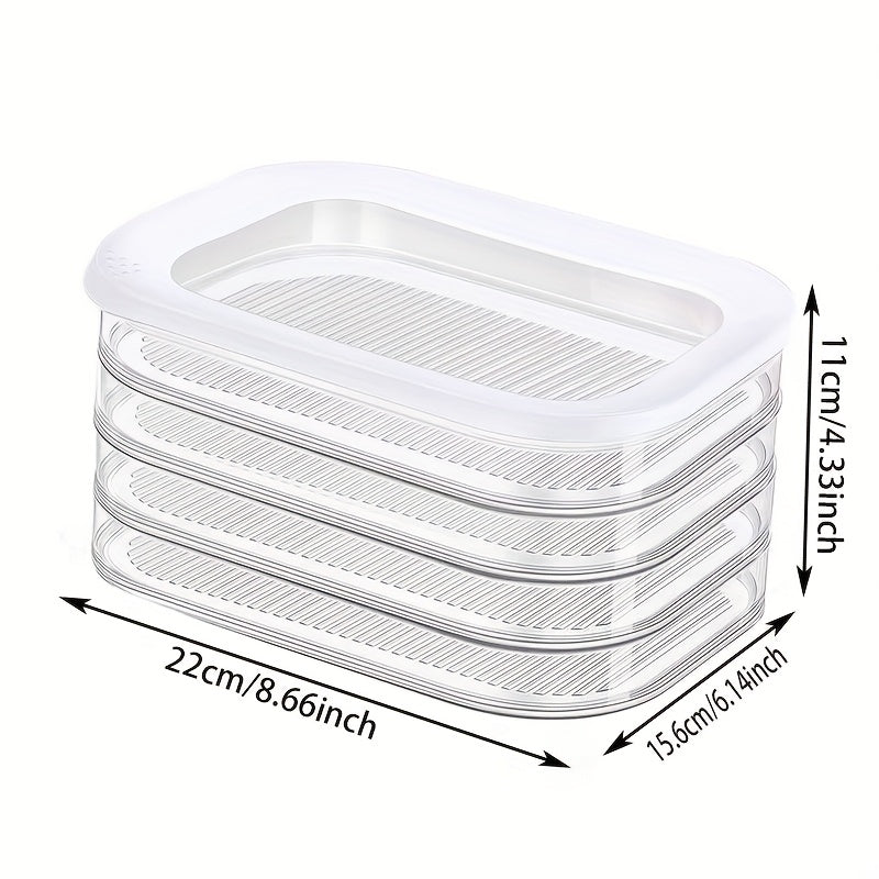 Kitchen Essential – 4-Tier Set of Stackable Refrigerated Containers for Meat with a Lid- Refrigerator Organizer Box, Meat Preservation Container, Ideal for Storing Vegetables, Fruits, And En