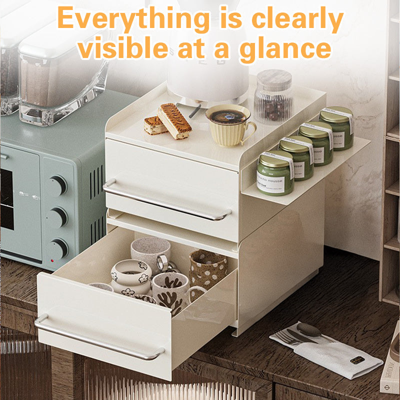 Magnetic Adjustment Layer Metal Stacking | Equipped with Drawer Storage, Coffee Machine Cup Dust Protection, Christmas Special Offer
