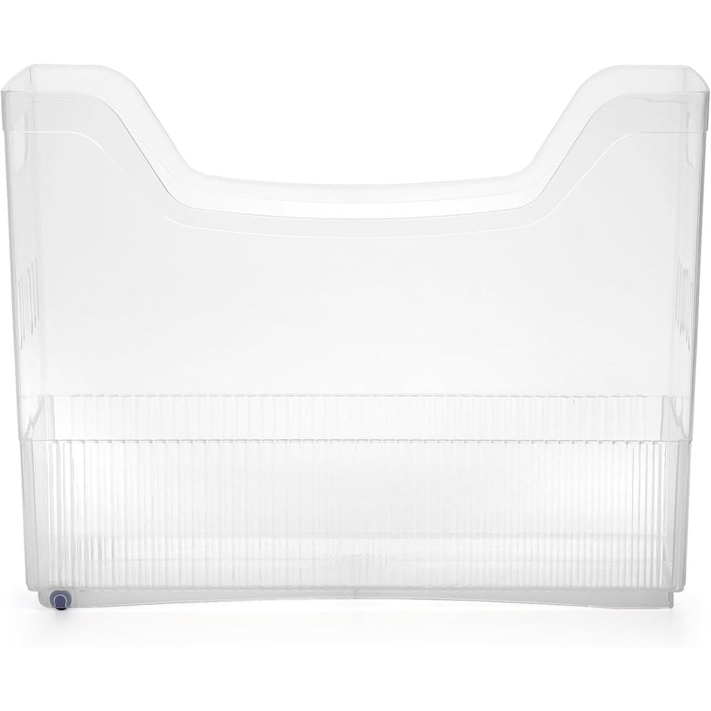 3 Pack Freezer Organizer Bins with Wheels, Clear Plastic Pantry Storage Organizer with Handle, Tall Narrow Kitchen Organization Rolling Bins for Fridge, Cabinet, Bathroom, Under Sink, Office