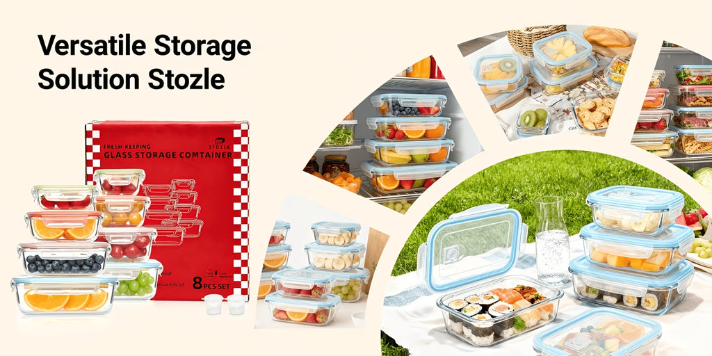 Kitchen Essential – [Glass Food Storage Set] 18pcs Sealed Glass Food Storage Gift Box Set, with Air Holes on The Lids, Perfect for Salads, Fruits, Vegetables And Sandwiches, Lunch Box | Seal