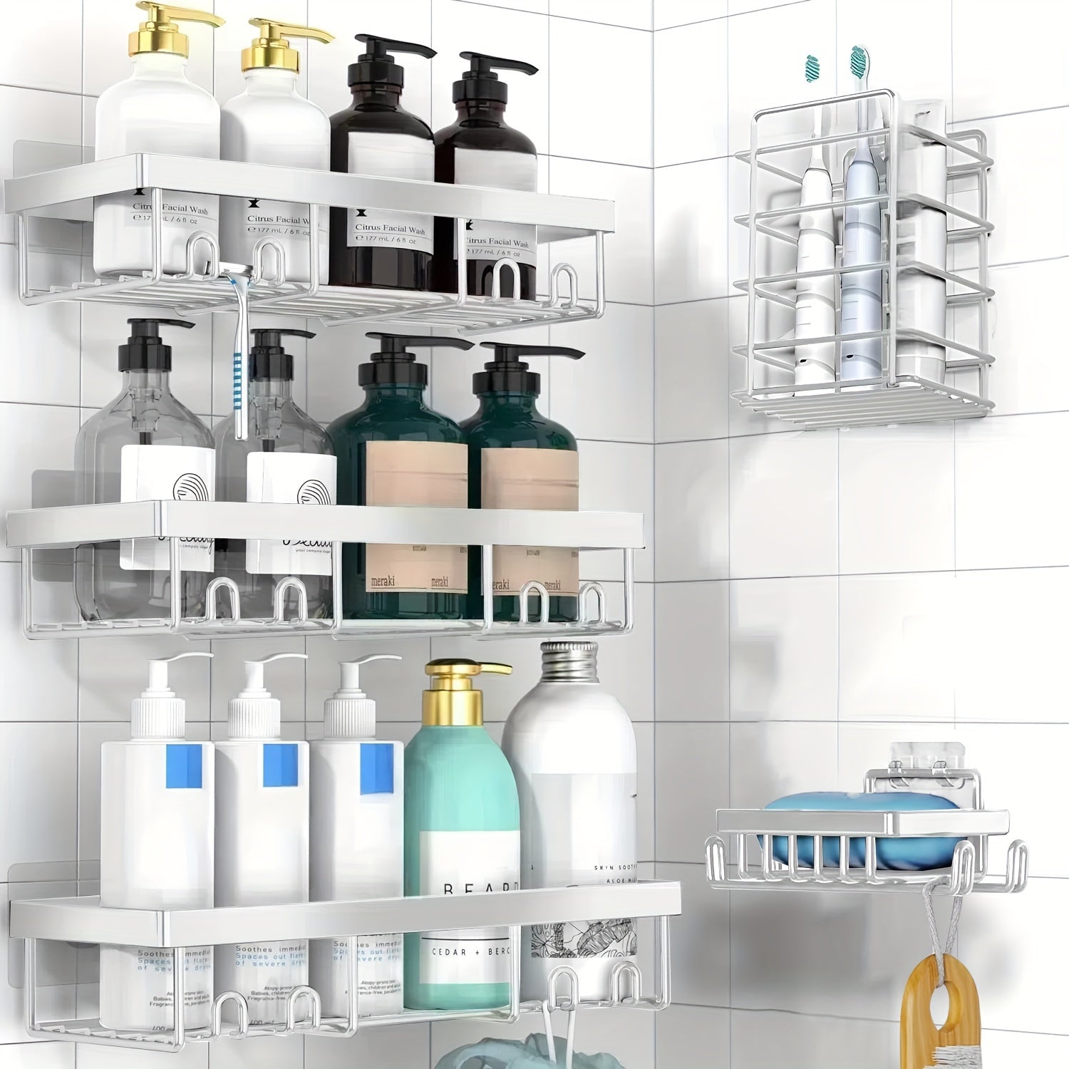 Storage Rack – Modern 5 Pack Adjustable Home Storage Rack durable multi-purpose storage Shower