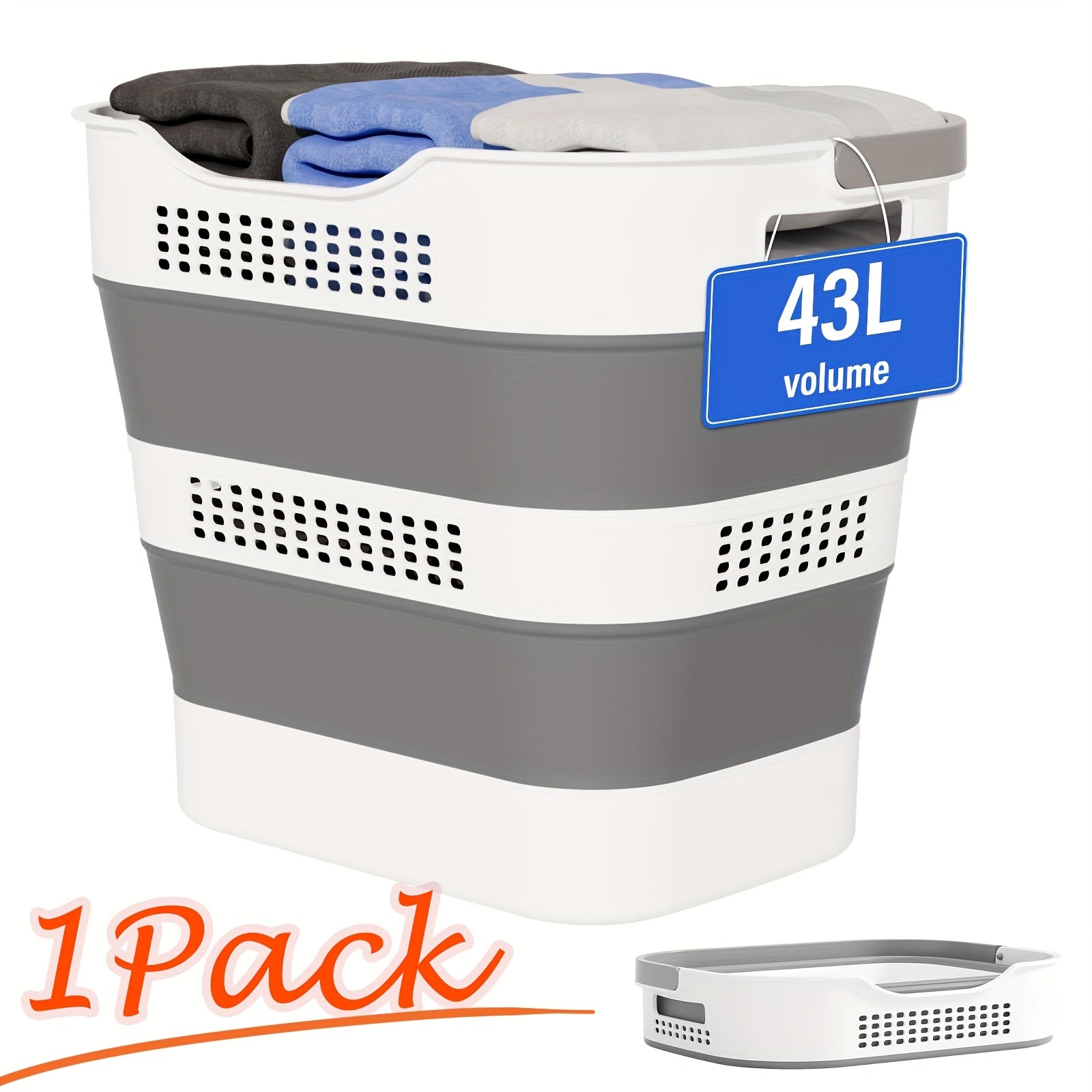 Versatile Stackable Home Storage Bins – portable space-saving storage, Collapsible Laundry Basket 43L 11 5 Gallon Foldable Laundry Basket Plastic with Handles Pop, designed for American homes, daily convenience and practical gifting