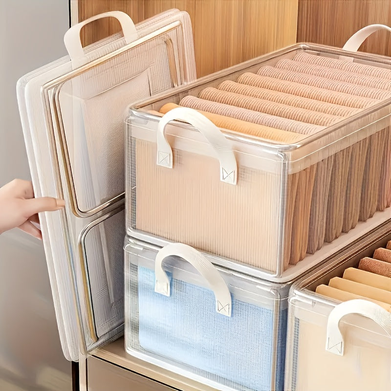 Modern 6pcs Stackable Home Storage Bins – portable space-saving storage, 6pcs Storage Box Stackable Steel Frame Wardrobe Storage Box Transparent Foldable PVC Storage Box, designed for American homes, daily convenience and practical gifting