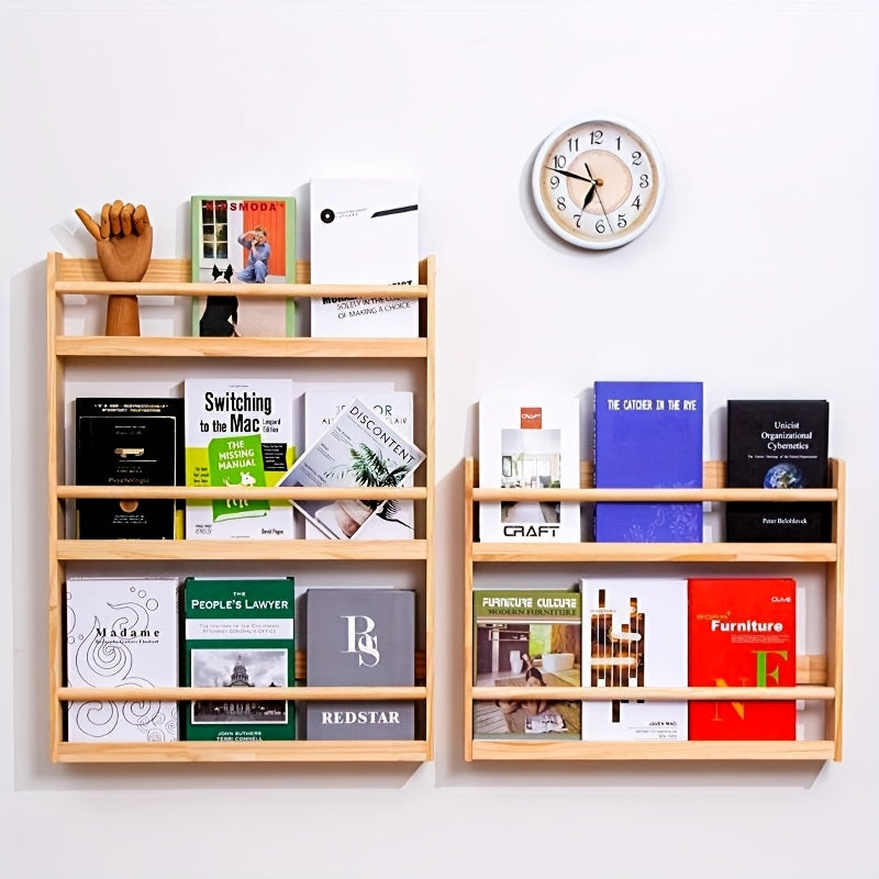 Home Storage Organizer – 2/3/4/5/6-Tier Solid Wood Bookshelf, 0 Formaldehyde, Over-the-Door Bookshelf, Ultra-Thin Narrow Design, Wall-Mounted Storage Shelf for Living Room, Study, Bedroom, S