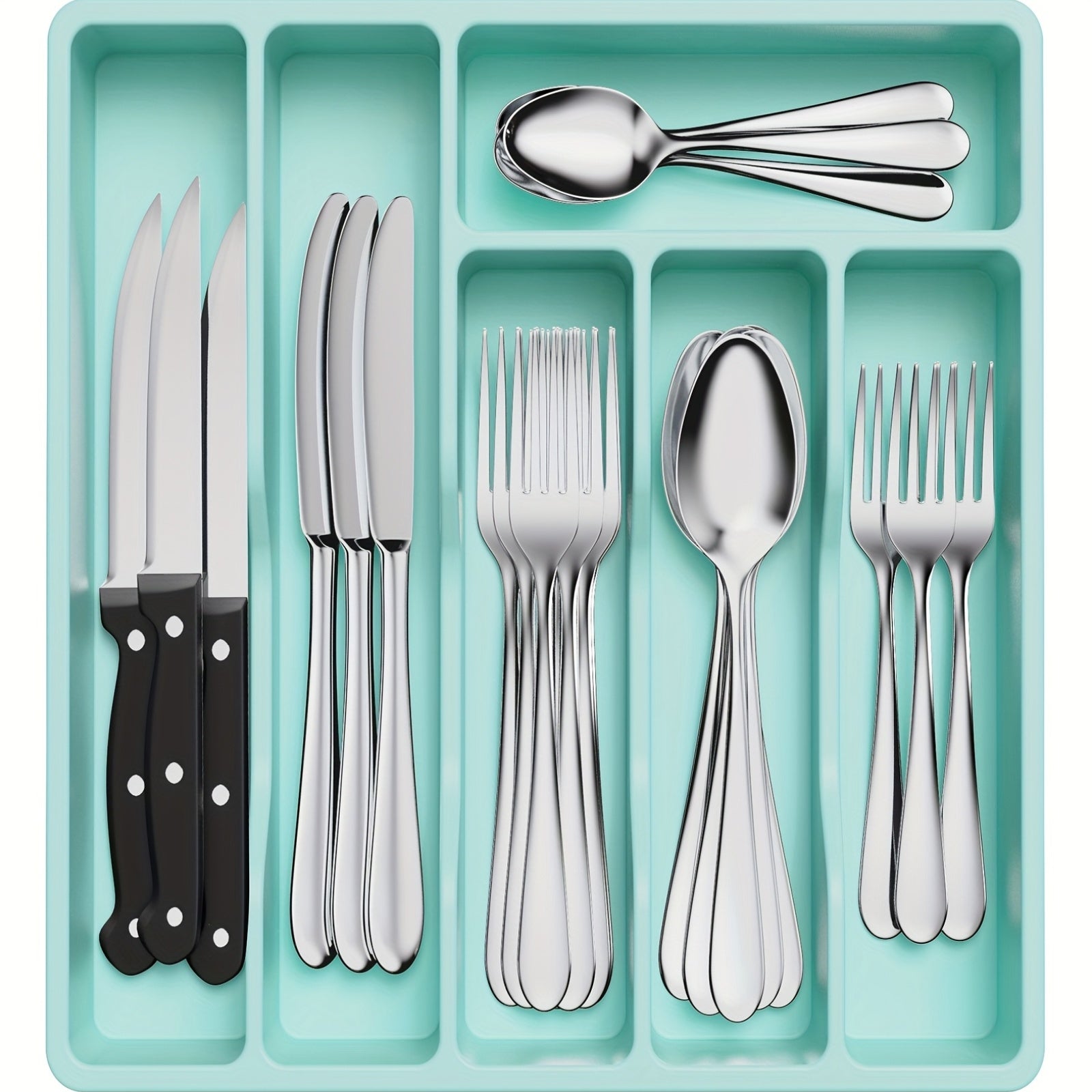 Modern Stackable Storage Drawer – smooth-access cabinet organization, 5 6 7 Compartment Silverware Drawer Organizer Tray Plastic Cutlery Storage for Kitchen Drawer, designed for American homes, daily convenience and practical gifting