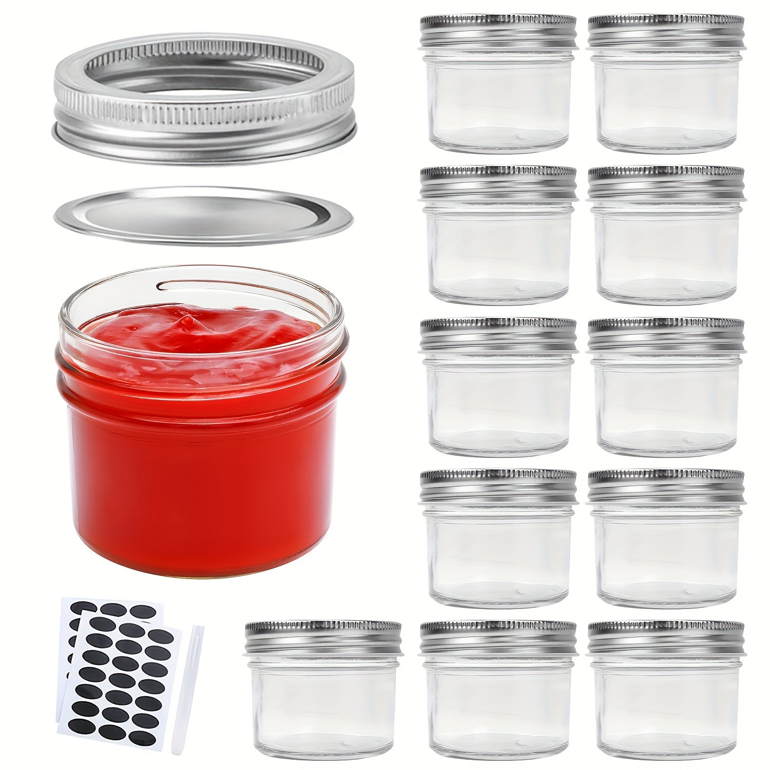 Modern 16/24/40/48pcs Glass Spice Jar Set – clear reusable pantry storage, 16 24 40 48pcs-4Oz Mason Jars Glass Canning Jars With Regular Silver Lids Ideal, designed for American homes, daily convenience and practical gifting