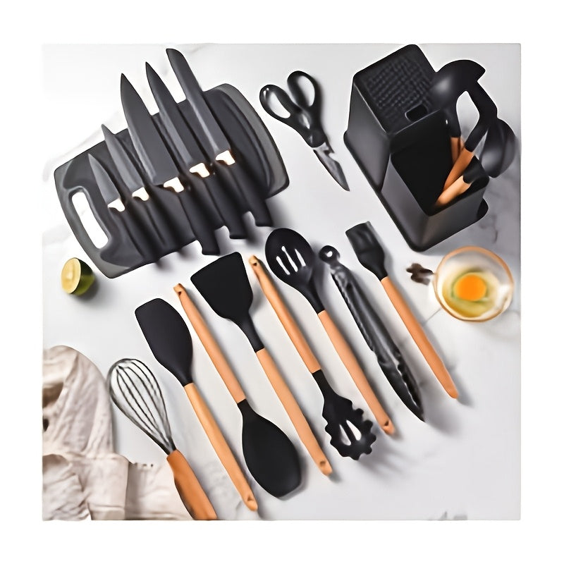 Kitchen Essential – Silicone Kitchen Utensils Set | Heat Resistant And High-Quality, Suitable for Non Stick Pans, Stainless Steel Cutting Tools, Small Kitchen Tools, Ideal Holiday Gift 19 Se