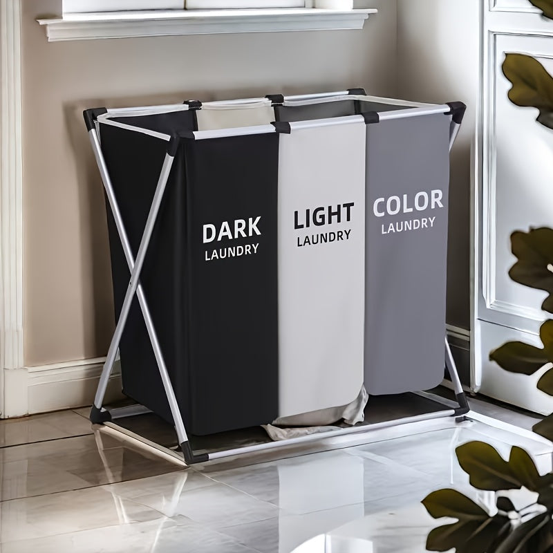 Easy-Access Stackable Home Storage Bins – portable space-saving storage, 3 Section Laundry Basket Foldable Hamper Sorter with Oxford Bags Large Rectangular Laundry Hamper, designed for American homes, daily convenience and practical gifting