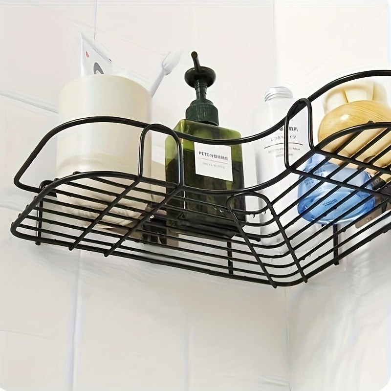 Storage Rack – 7pcs Bathroom Storage Rack Set, 2 Wall Mounted Corner Storage Racks, 5 Transparent