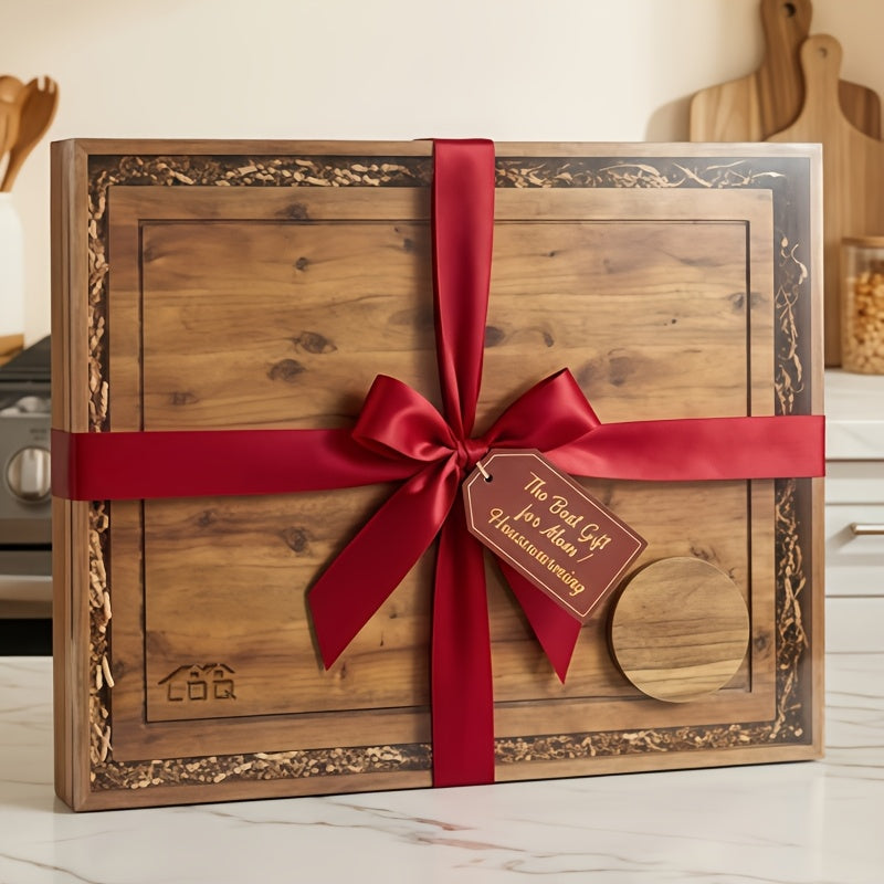 Smart Home Storage Organizer – space-saving everyday organization, Wood Gas Stove Cover Board-Acacia Wood Serving Tray with Handles - Perfect for Breakfast, designed for American homes, daily convenience and practical gifting
