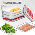 [Meat Storage Container] Three-Layer Stackable Refrigerated Meat Storage Container Set with Cover-Vegetables, Fruits, Food Safety Refrigerator Finishing Rack Is Suitable for Cooked Meat, Turkey And Slicing-Necessary for Kitchen