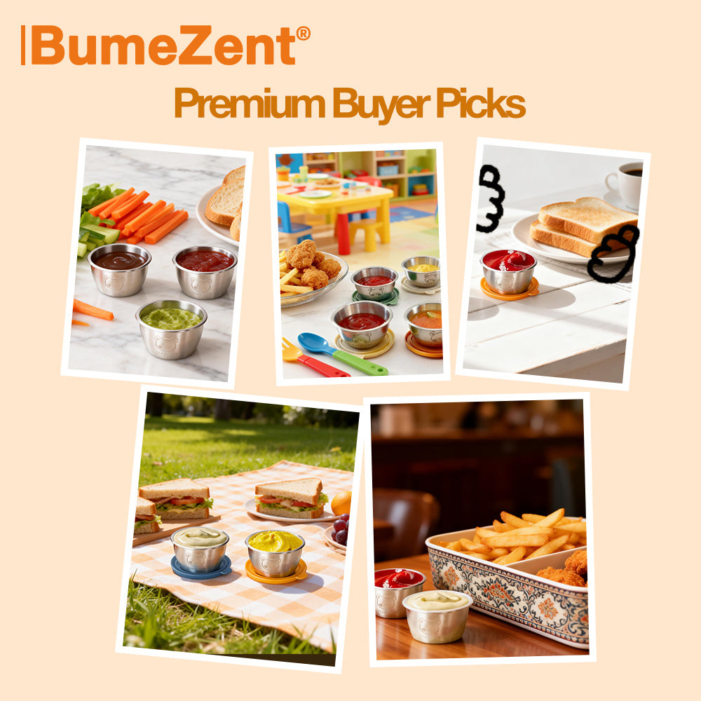 BUMEZENT BZ 10/5pcs Sauce Cups with Lid, Durable 304 Stainless Steel Sauce Cups, Leak-Proof Reusable Small Bowls for Sauce, Dip, Salad Dressing, And Barbecue, Essential Kitchen Additions, Kitchen Additions