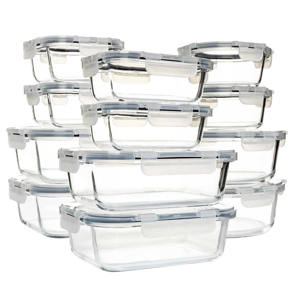 Easy-Access 12pcs Glass Meal Prep Container Set – leak-resistant reusable meal prep, 12pcs Glass Food Storage Containers with Lids Meal Prep Pantry Kitchen Storage Containers for, designed for American homes, daily convenience and practical gifting