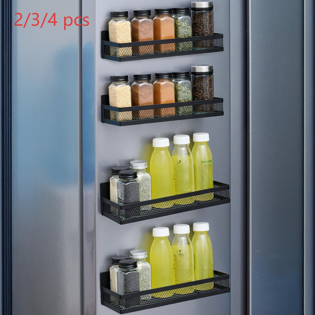 Heavy-Duty 2/3/4pcs Adjustable Home Storage Rack – durable multi-purpose storage, 2 3 4pcs Magnetic Spice Rack for Microwave Refrigerator Washing Machines Black Magnetic Shelf, designed for American homes, daily convenience and practical gifting