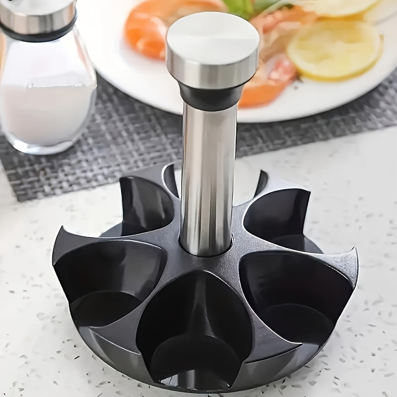 A Set Of 6/12 Glass Spice Jars with A Rotating Base, Featuring A 360° Rotating Design for Space-saving Kitchen Storage. Transparent Glass Jars Provide Visual Organization And Easy Access, While The Stainless Steel Lids Seal to Keep The Seasoning Neat