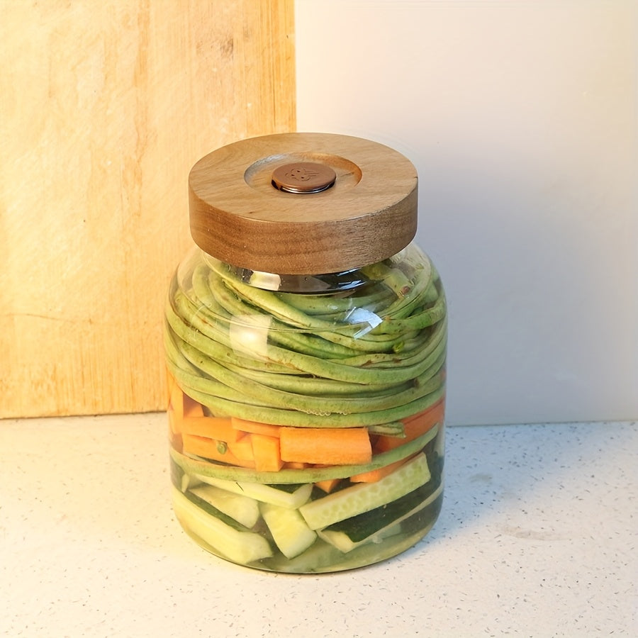 Easy-Access 1pc Airtight Storage Jar Set – clear reusable pantry storage, 1pc Large Capacity Glass Fermentation Jar with Flip-Top Lid Microwave Safe Reusable Round Container, designed for American homes, daily convenience and practical gifting