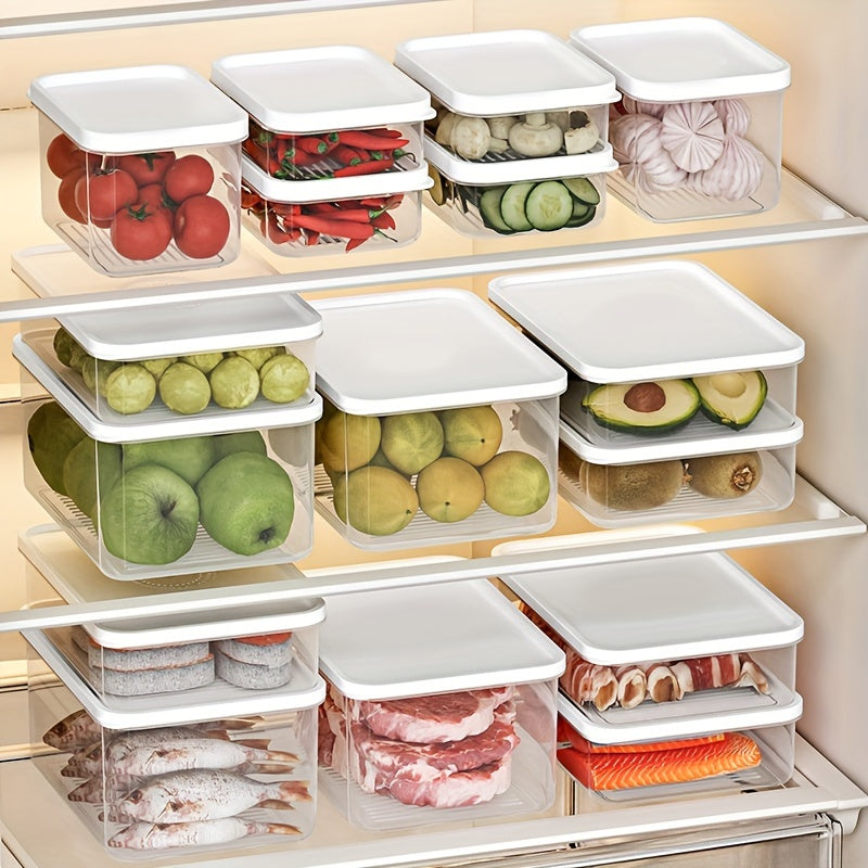 Kitchen Essential – [Stackable Refrigerator Storage] 4pcs 42-Ounce Stackable Refrigerator Storage Container With Lid-Bpa Pp-Free, Suitable For Meat, Fruits And Vegetables-Necessary Kitchen F