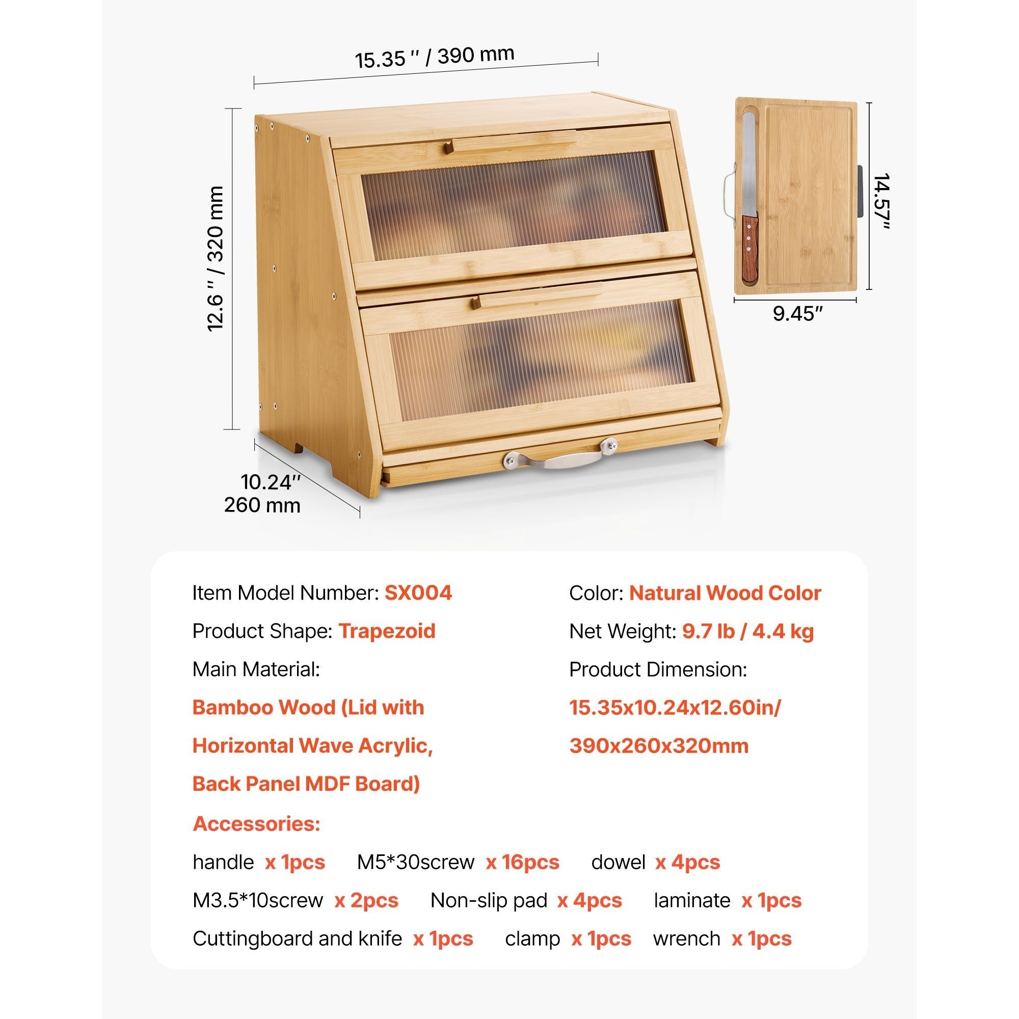 Space-Saving Countertop Bread Storage Box – fresh-bread countertop organization, VEVOR Bread Box for Kitchen Counter Large Capacity Bamboo Storage Container Single-layer Double-layer Black, designed for American homes, daily convenience and practical